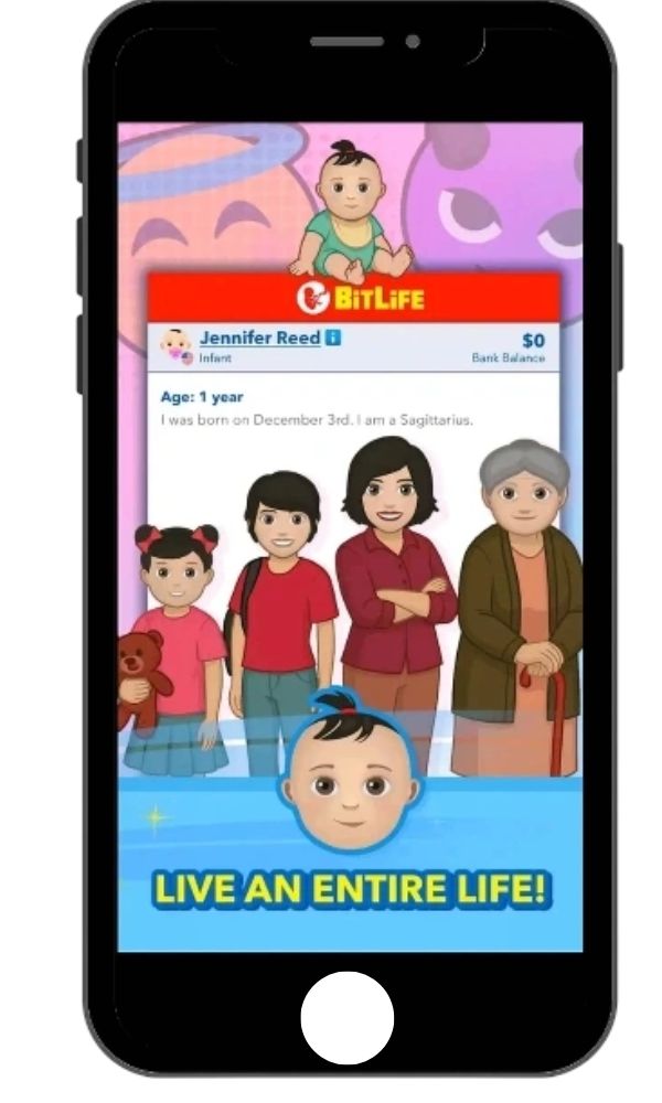 BitLife character and life statistics screenshot placeholder